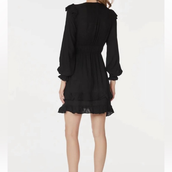 NWT Bobi Long Sleeve Ruffle Mini Dress Black Size Large - Picture 3 of 12